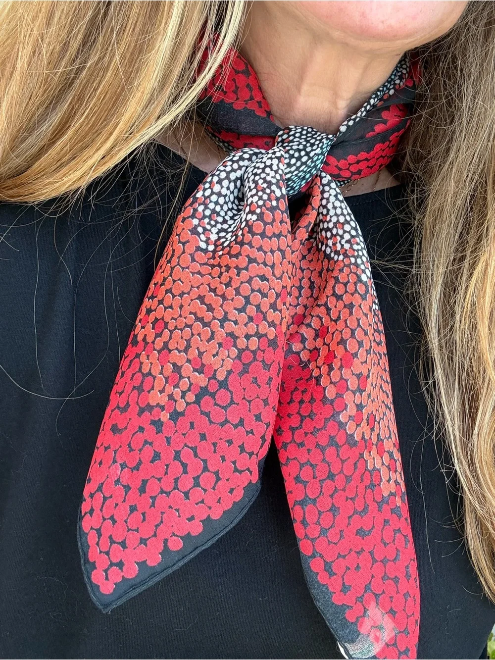 Vintage Made in Italy Abstract Geometric Square Scarf 26x26 Red Black Teal